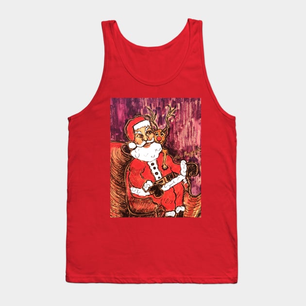 Santa and Rudolph the Red-Nosed Reindeer getting ready Tank Top by TheArtQueenOfMichigan 